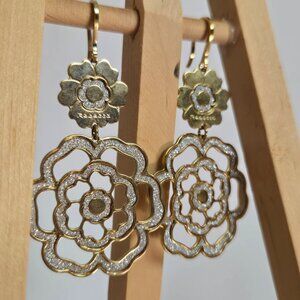 Rebecca Gold-Tone Floral Dangling Earrings